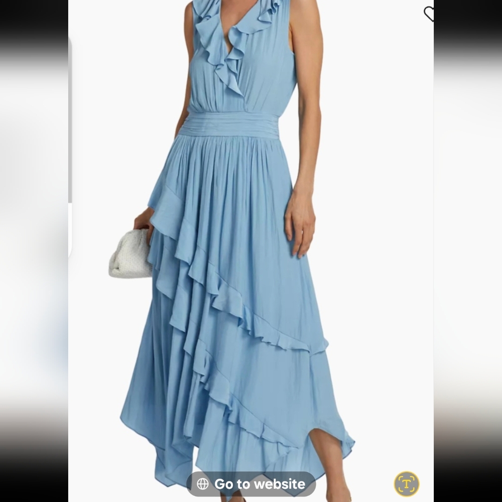 Elegant Blue Ruffle Maxi Dress - Picture 3 of 9